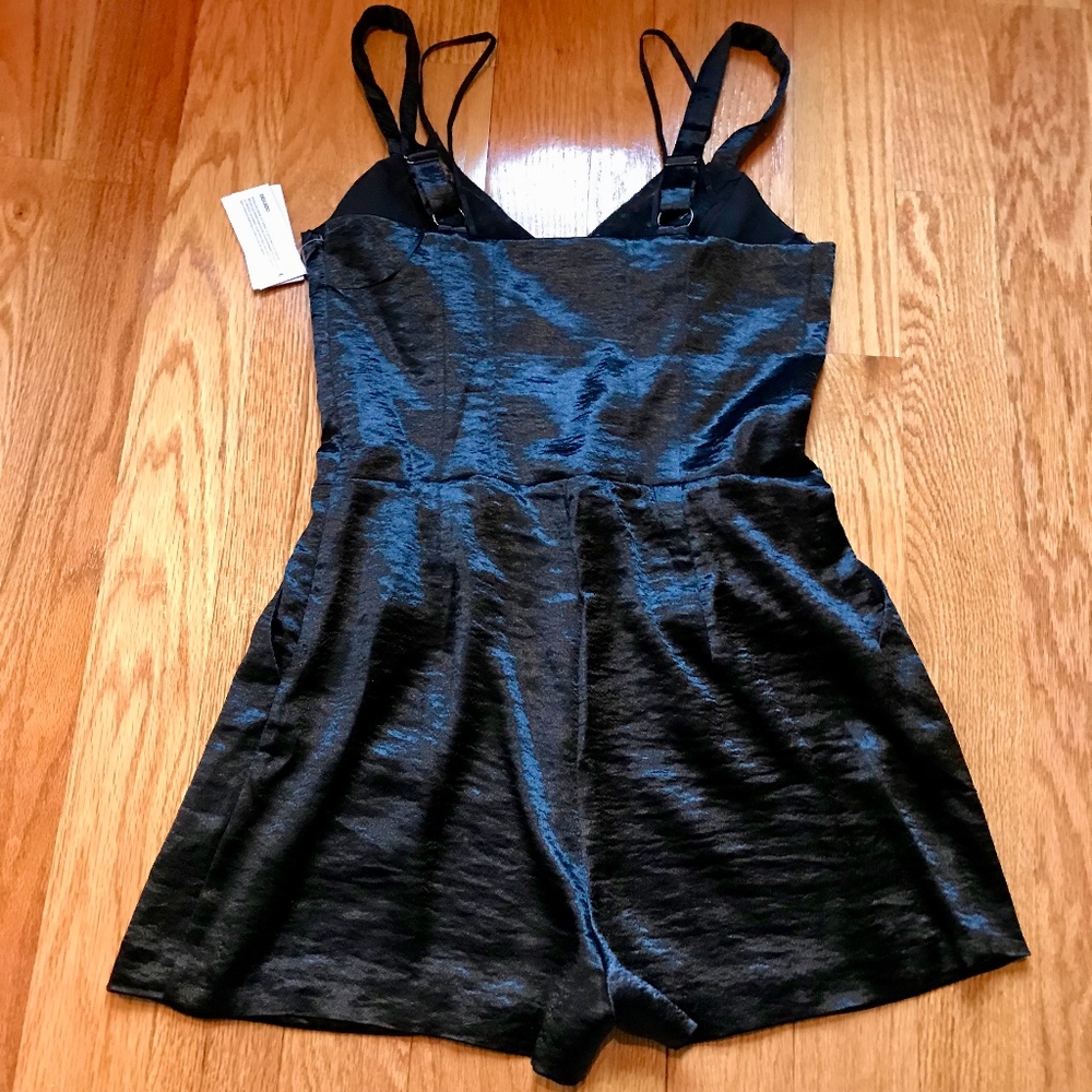 SALE Jet Black Satin Romper by Guess - Picture 4 of 6
